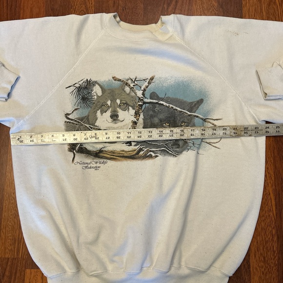 Vintage National Wildlife Federation Wolf Graphic Crewneck Sweatshirt Size XXL - Picture 3 of 5